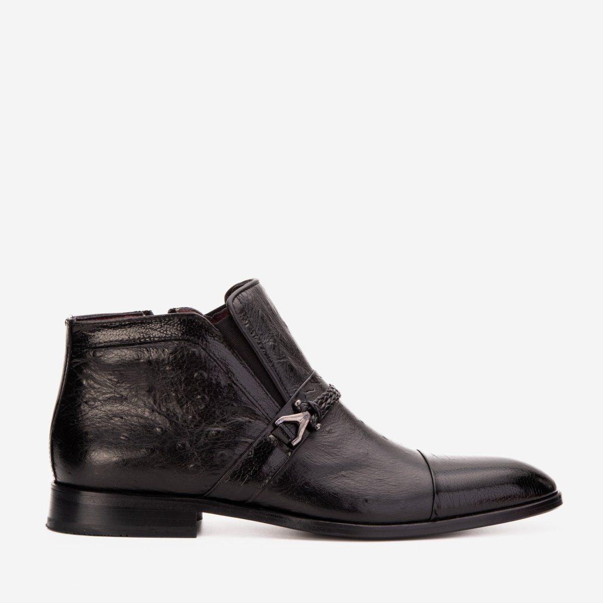The Dallas Black Leather Bit Ankle Zip-Up Dress Men Boot - TLW Shoes