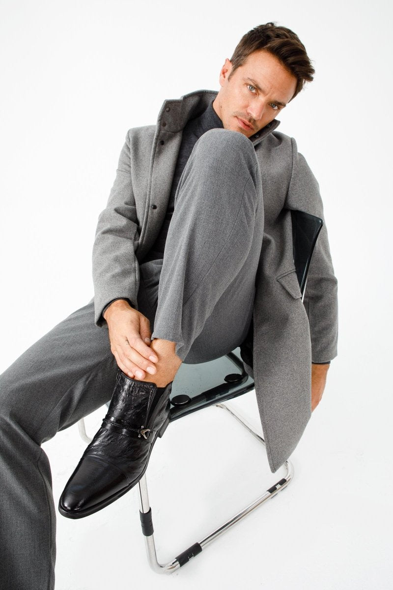 The Dallas Black Leather Bit Ankle Zip-Up Dress Men Boot - TLW Shoes