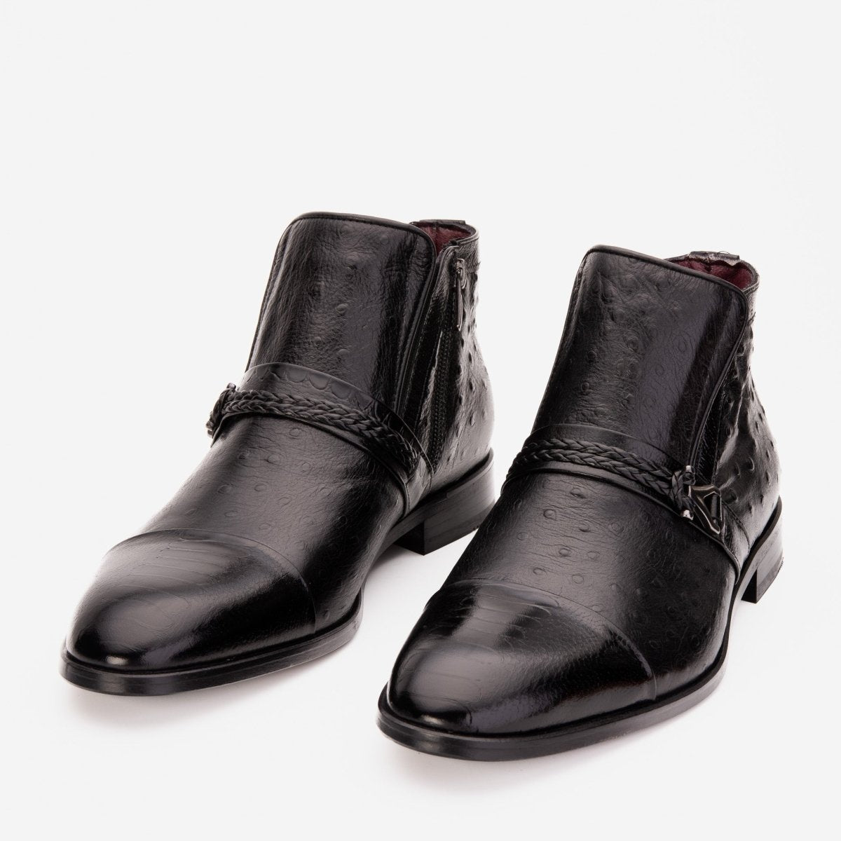 The Dallas Black Leather Bit Ankle Zip-Up Dress Men Boot - TLW Shoes