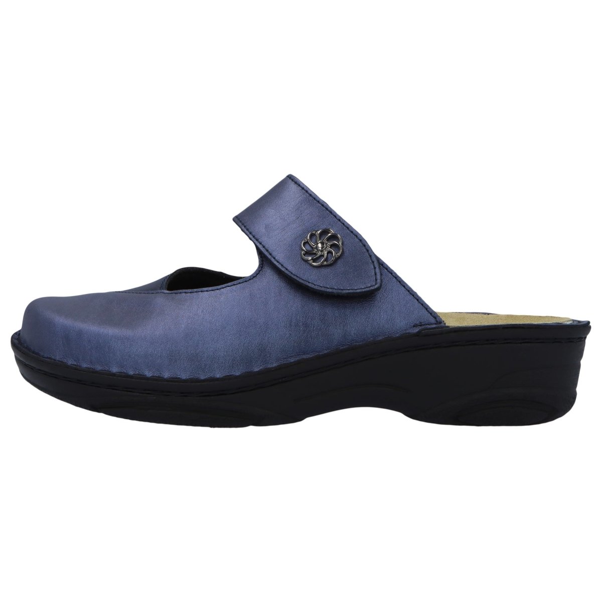 BERKEMANN HELIANE WOMEN'S CLOG IN BLUE LEATHER/STRETCH - TLW Shoes