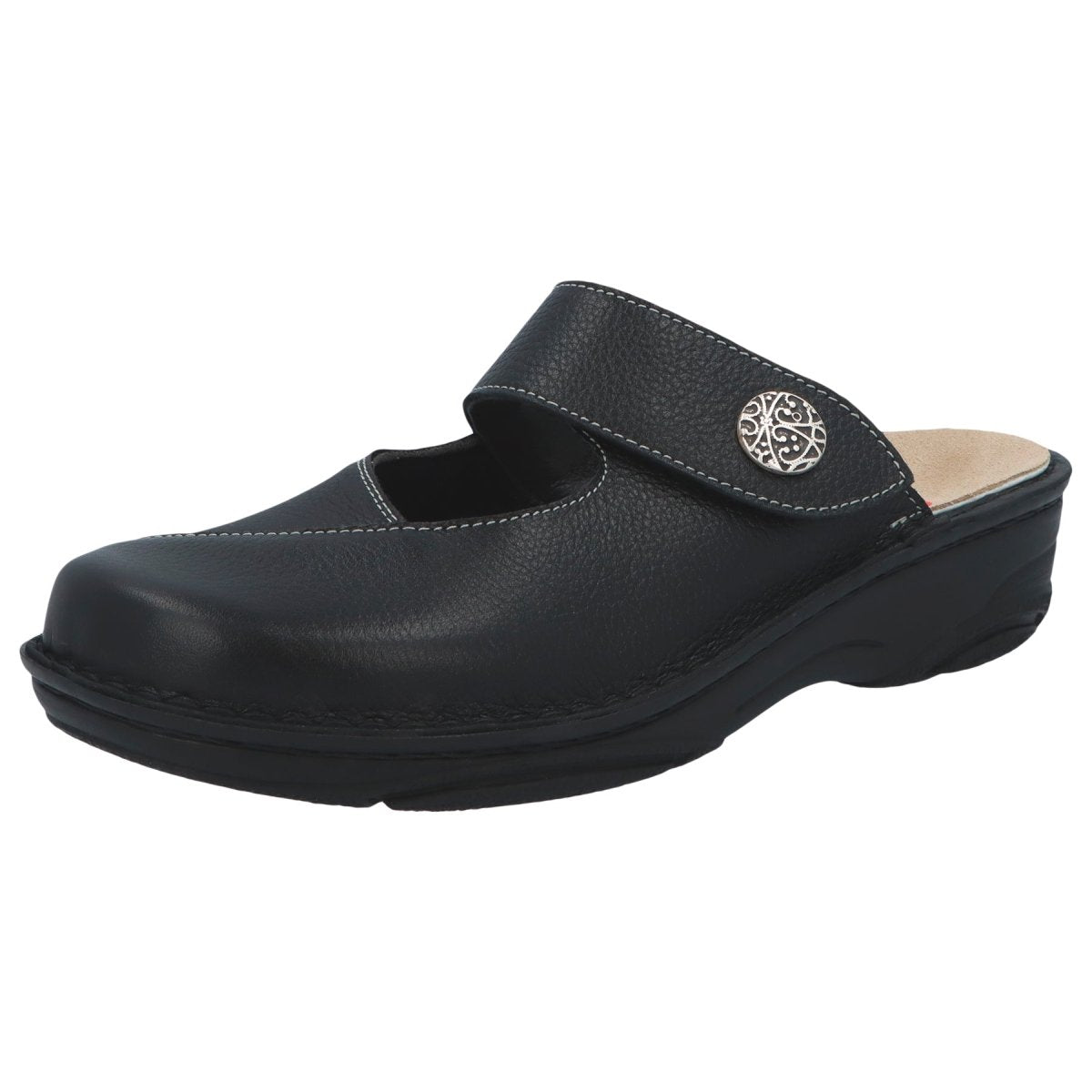 BERKEMANN HELIANE WOMEN'S CLOG IN BLACK LEATHER/STRETCH - TLW Shoes