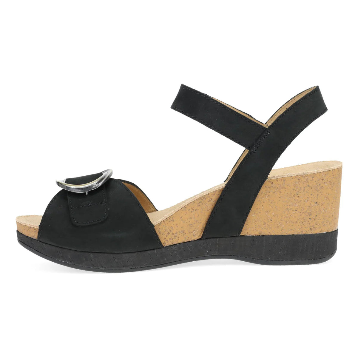 Dansko Stella Women's In Black Milled Nubuck Sandal - TLW Shoes