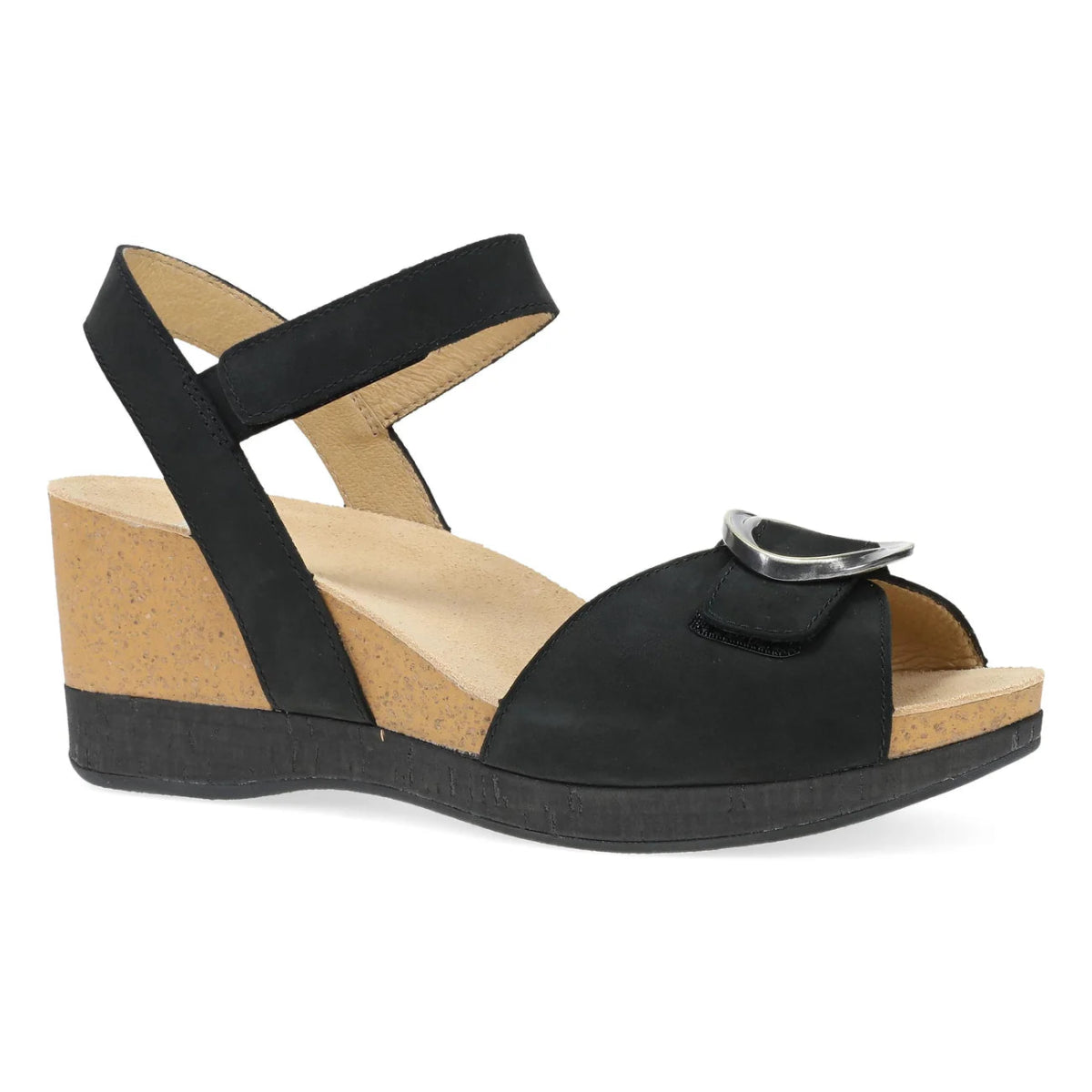 Dansko Stella Women's In Black Milled Nubuck Sandal - TLW Shoes