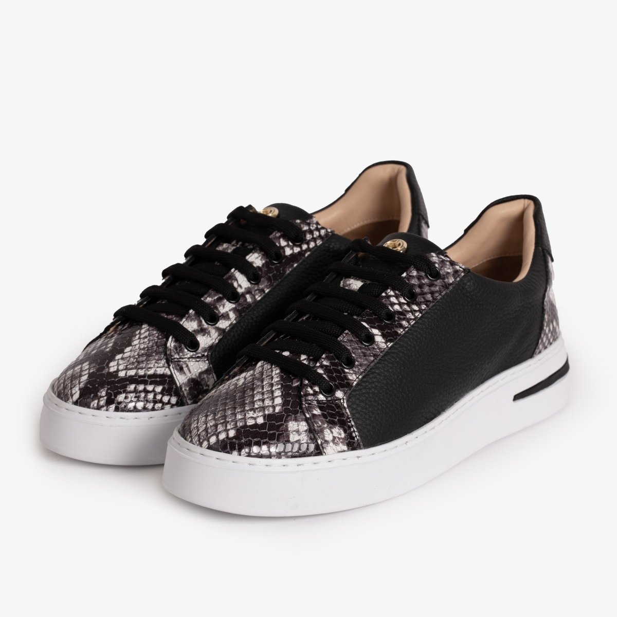 The Burano Black & White Leather Women Sneaker - TLW Shoes
