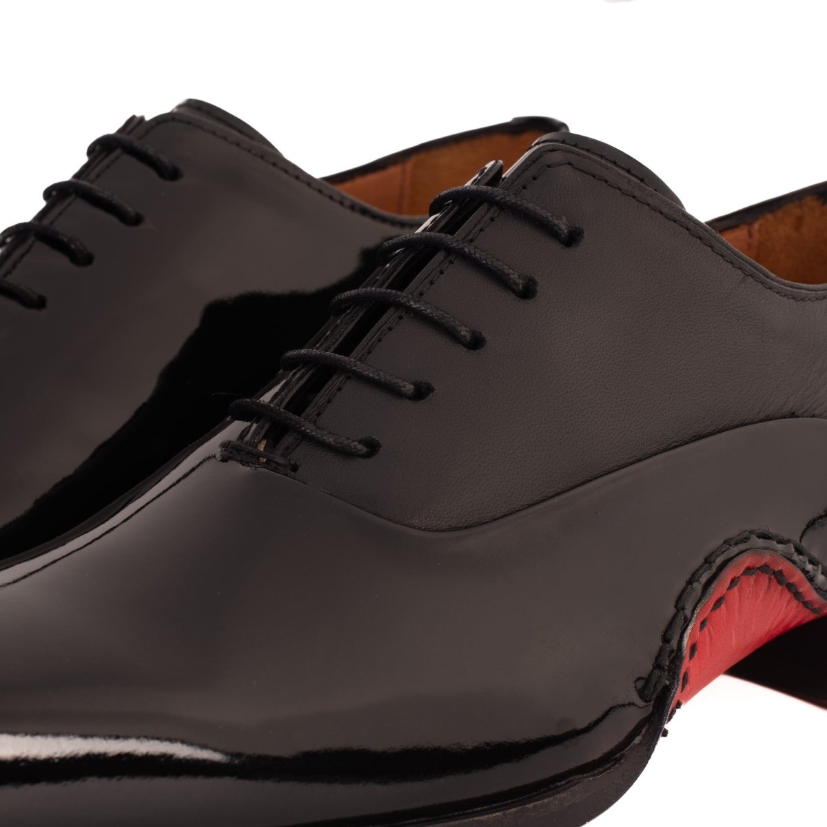 The Royal Hand Craft Black Patent Leather Plain Toe Oxford Men Shoe - TLW Shoes
