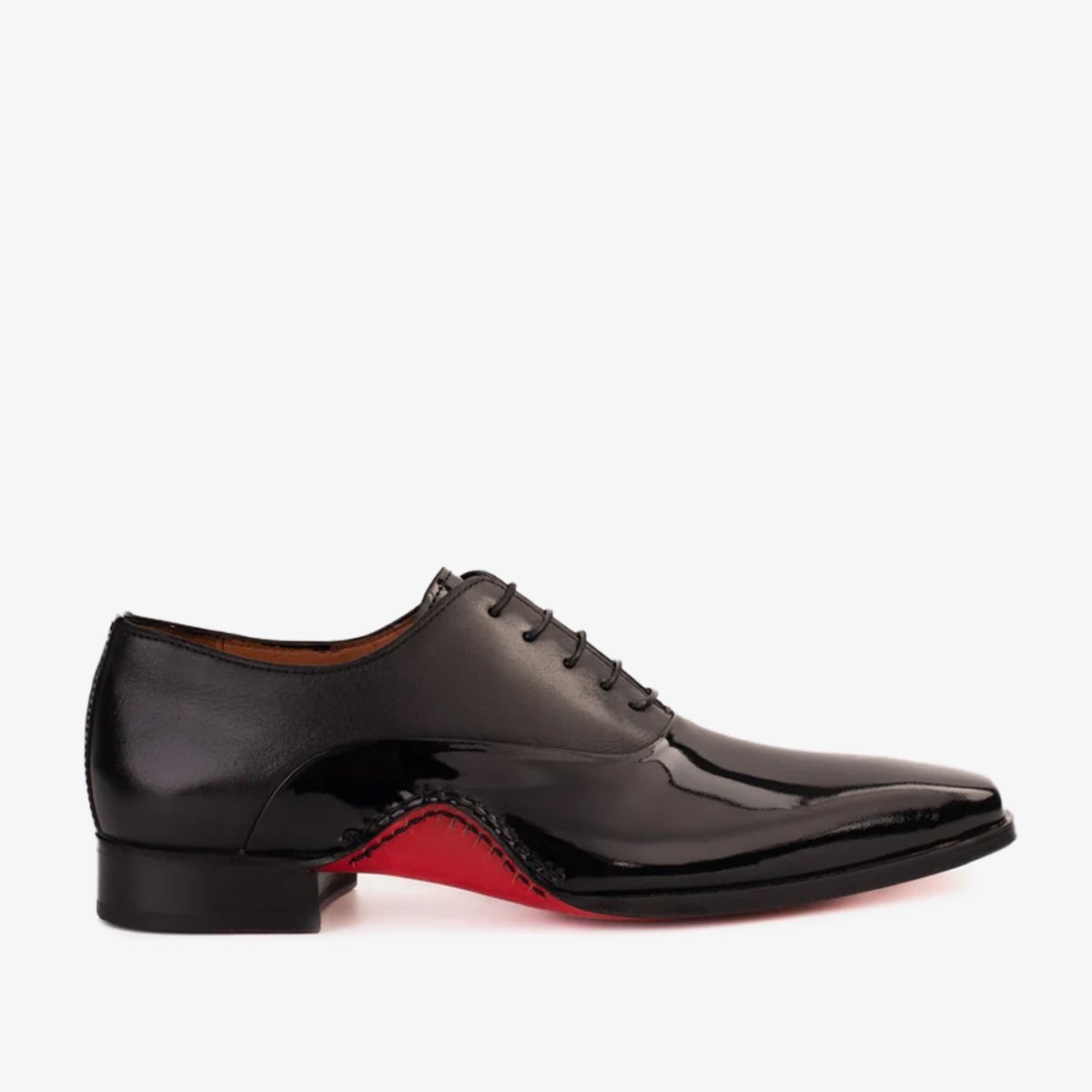 The Royal Hand Craft Black Patent Leather Plain Toe Oxford Men Shoe - TLW Shoes