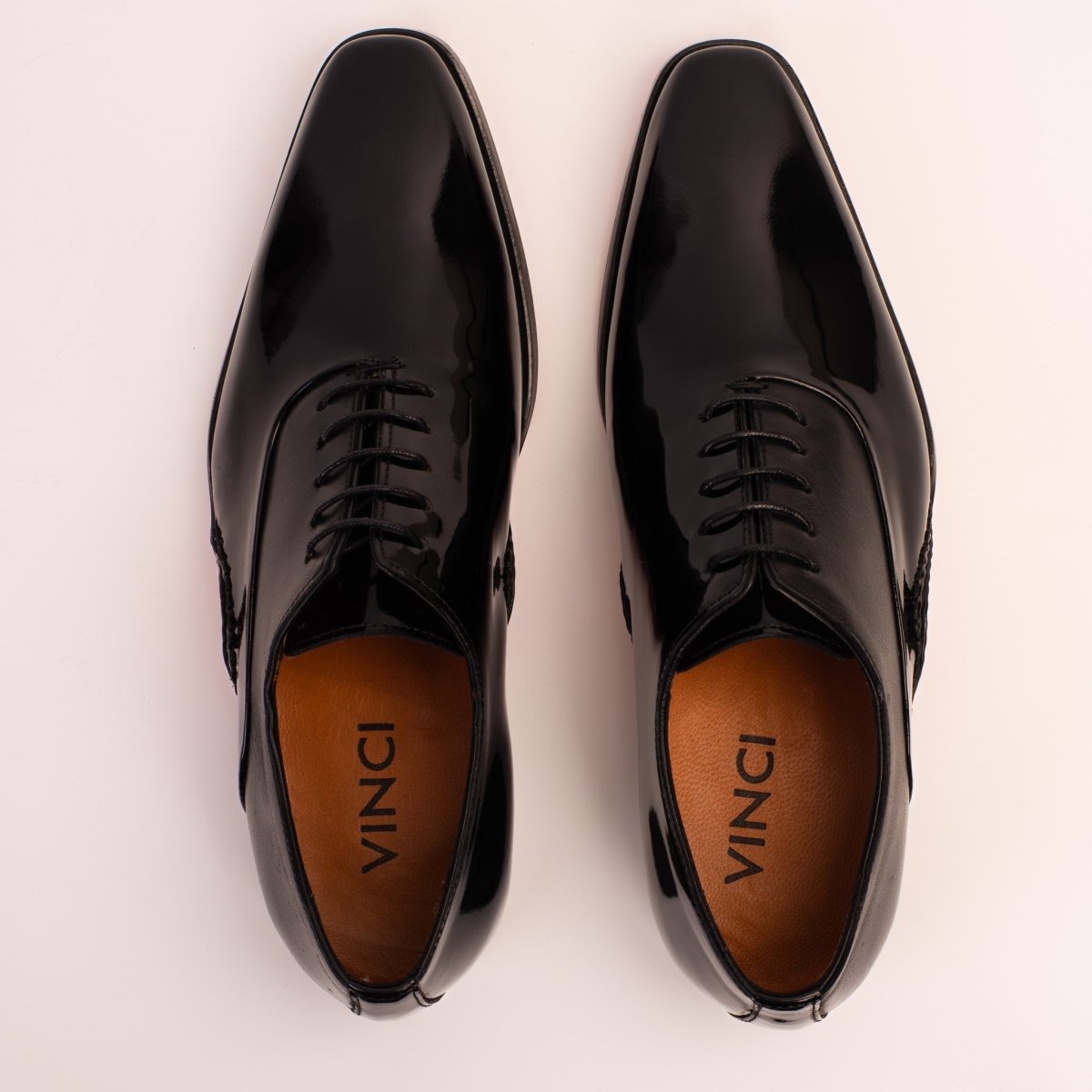 The Royal Hand Craft Black Patent Leather Plain Toe Oxford Men Shoe - TLW Shoes