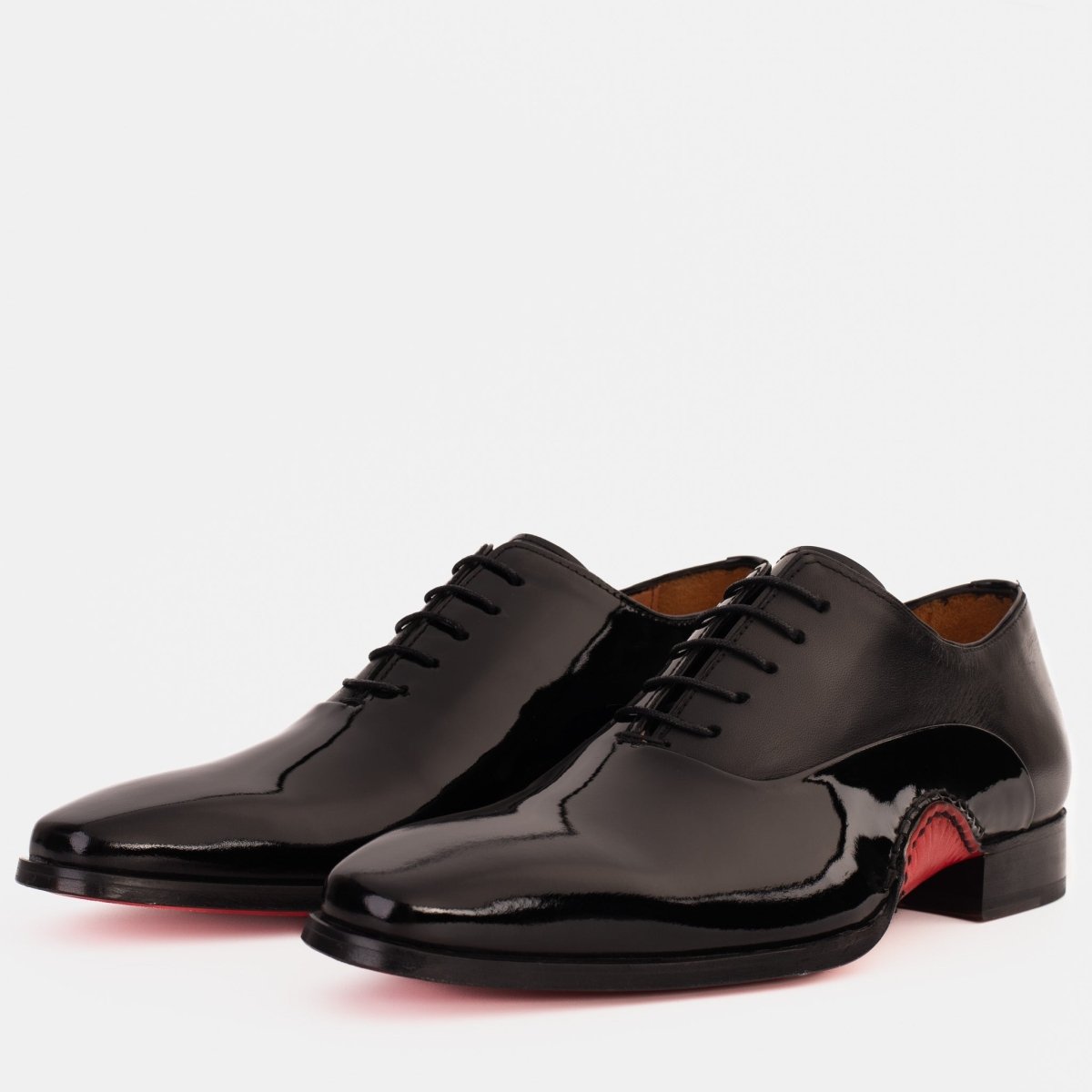 The Royal Hand Craft Black Patent Leather Plain Toe Oxford Men Shoe - TLW Shoes