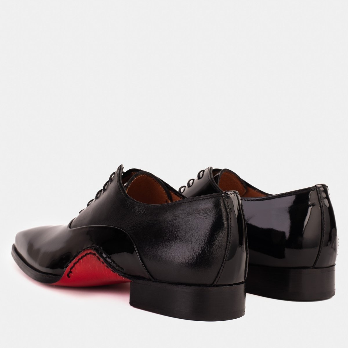 The Royal Hand Craft Black Patent Leather Plain Toe Oxford Men Shoe - TLW Shoes