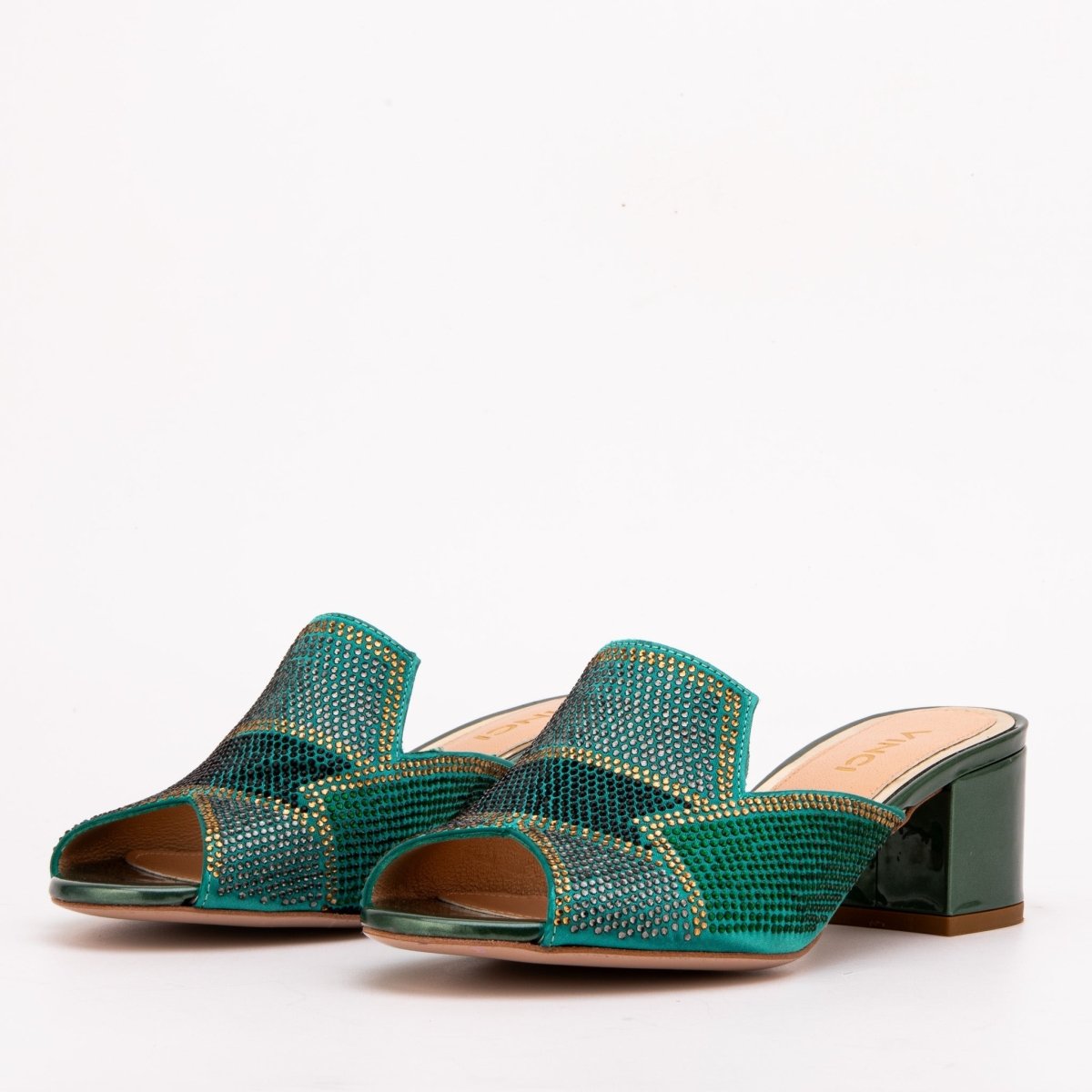 The Magnolia Green Glitter Leather Women Sandal - TLW Shoes