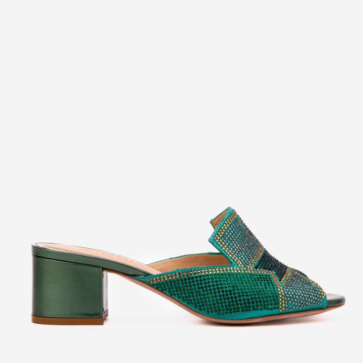 The Magnolia Green Glitter Leather Women Sandal - TLW Shoes