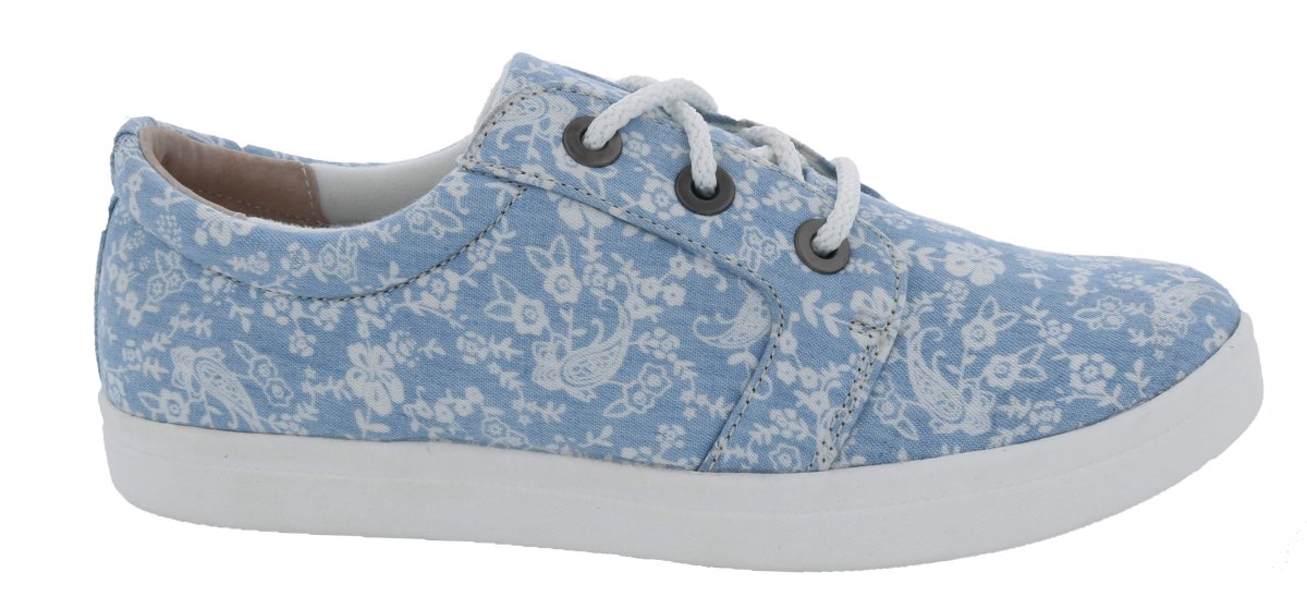 Drew Ruby Women's Orthotics Lace Up Sneakers 19172 - 37 In Blue Floral Canvas - TLW Shoes