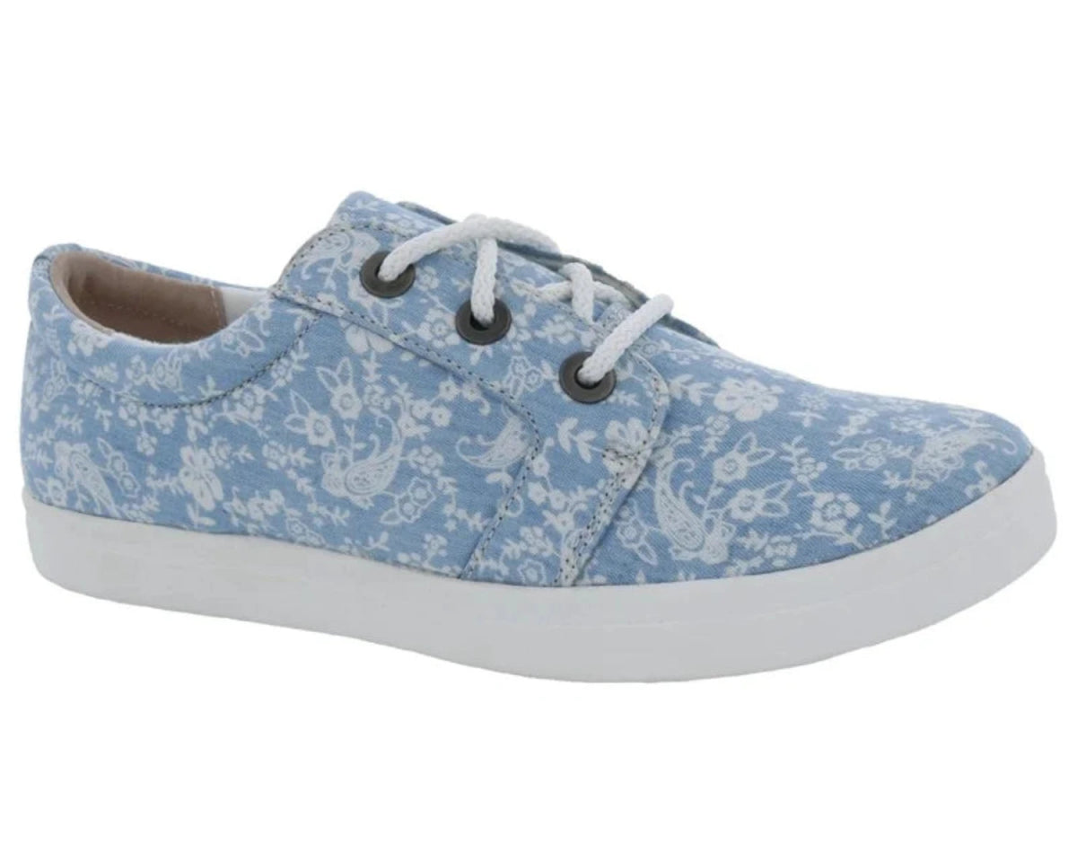 Drew Ruby Women's Orthotics Lace Up Sneakers 19172 - 37 In Blue Floral Canvas - TLW Shoes