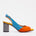 The Spectrum Blue / Orange Block Heel Leather Women Sandal - TLW Shoes