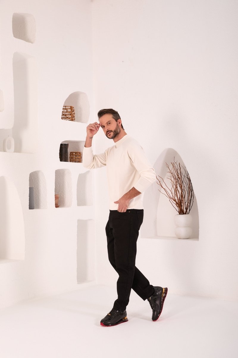 The Marseille Black Leather Men Sneaker - TLW Shoes