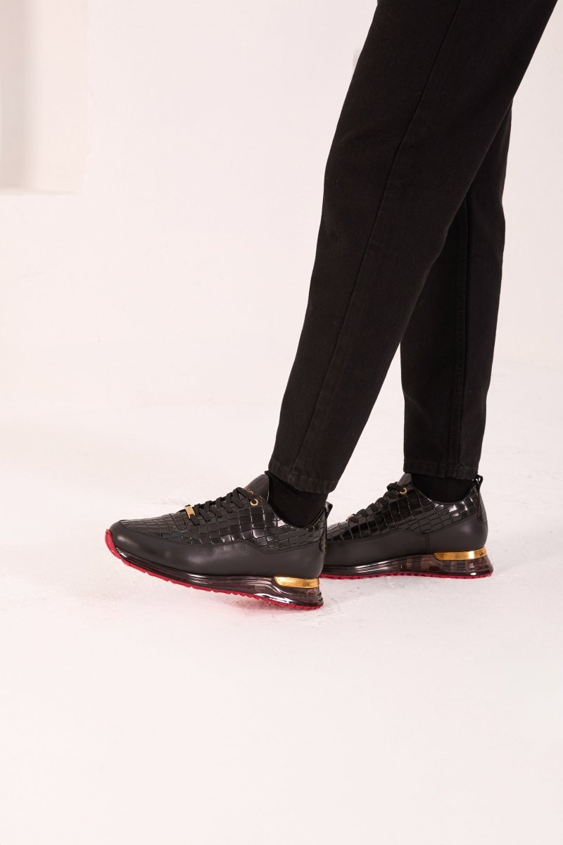 The Marseille Black Leather Men Sneaker - TLW Shoes