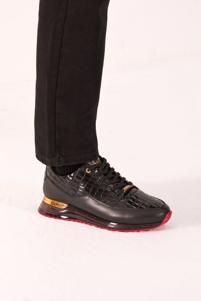 The Marseille Black Leather Men Sneaker - TLW Shoes