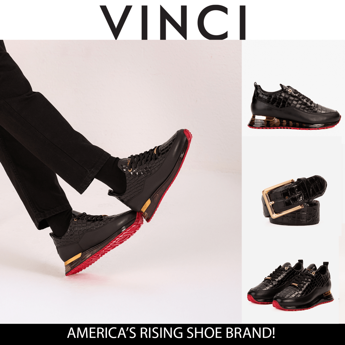 The Marseille Black Leather Men Sneaker - TLW Shoes