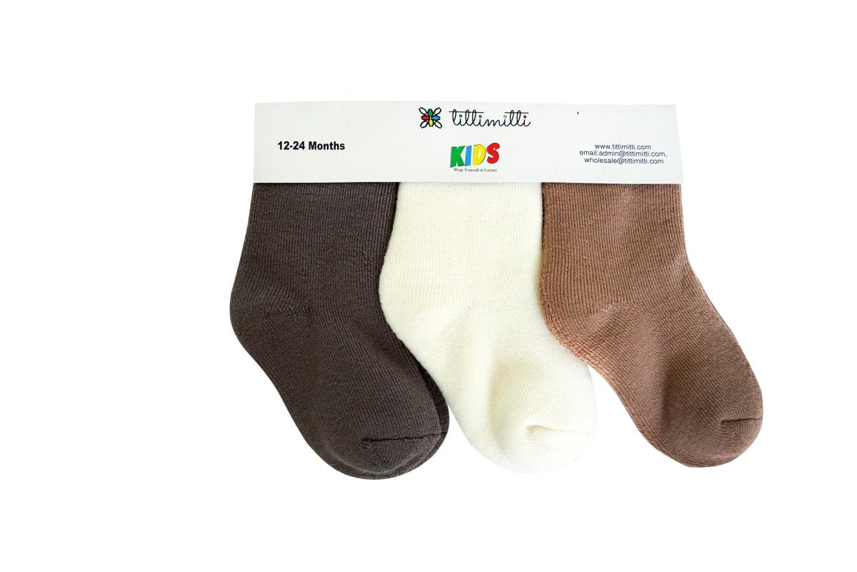 tittimitti® 75% Merino Wool Baby Toddler Terry Socks 3 - Pack - TLW Shoes
