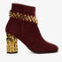 The Metal Burgundy Suede Leather Block Heel Women Boot - TLW Shoes