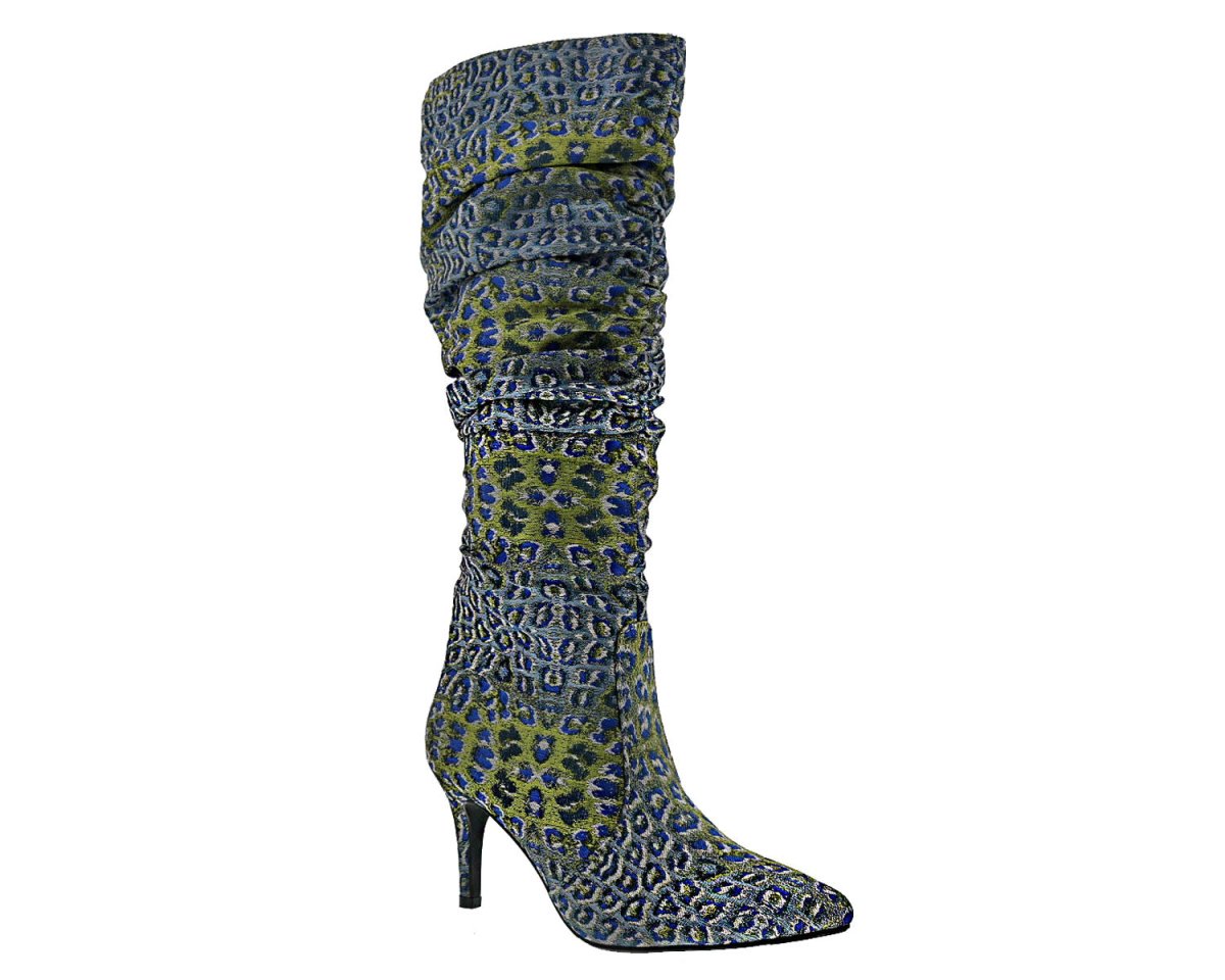 BELLINI AMP MID HIGH HEEL WOMEN BOOT IN BLUE LEOPARD MULTI - TLW Shoes