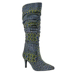 BELLINI AMP MID HIGH HEEL WOMEN BOOT IN BLUE LEOPARD MULTI - TLW Shoes