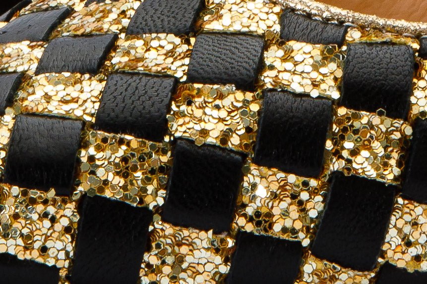 The Saks Tory Gold & Black Handwoven Leather Pump Women Shoe - TLW Shoes