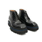 Black lace-up side-zipper boots
