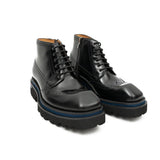 Black lace-up side-zipper boots