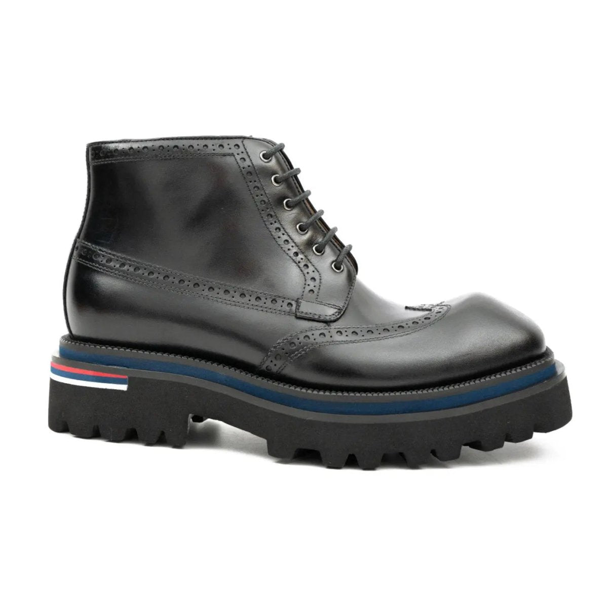 Black side-zipper Martin boots side view