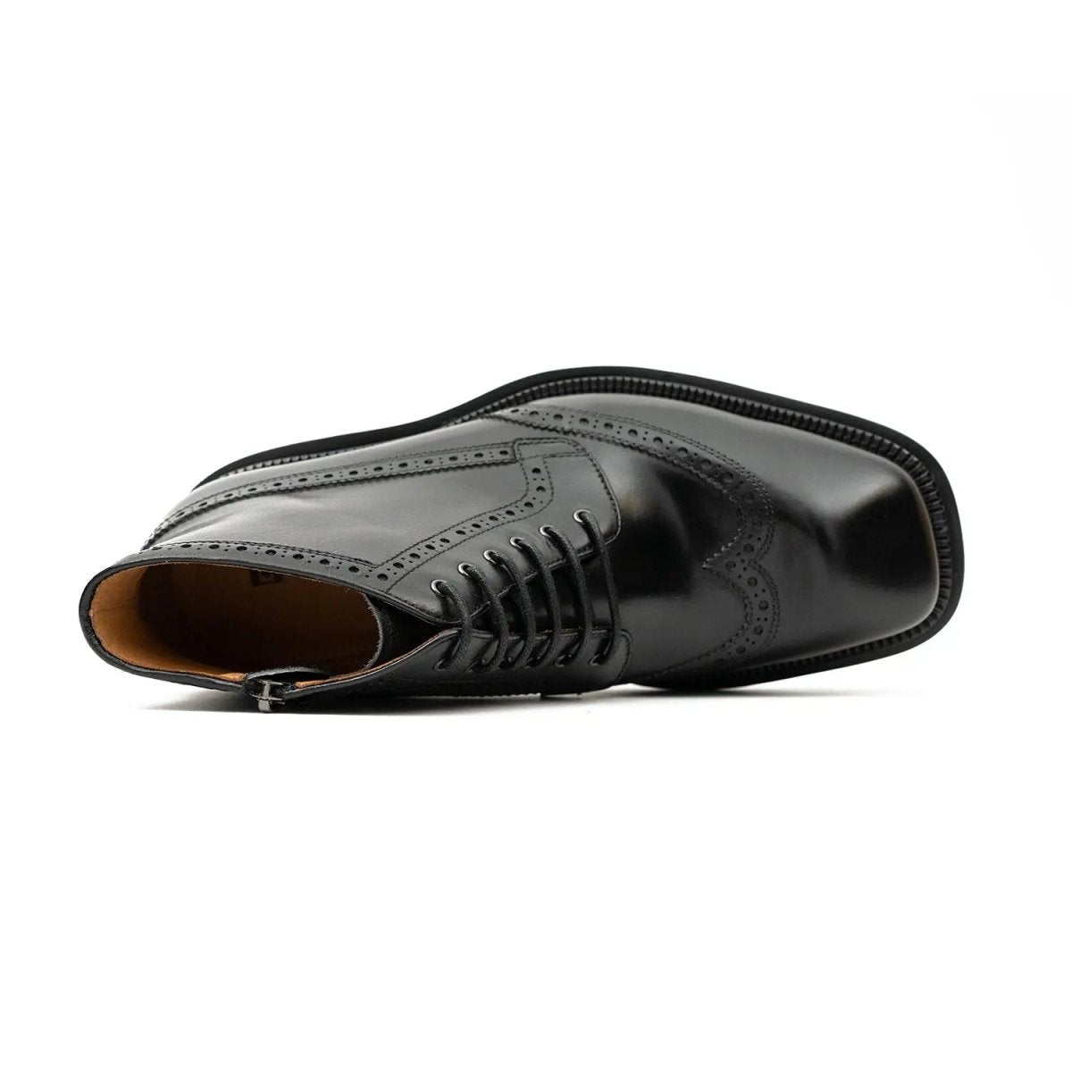 Black leather Martin boots profile