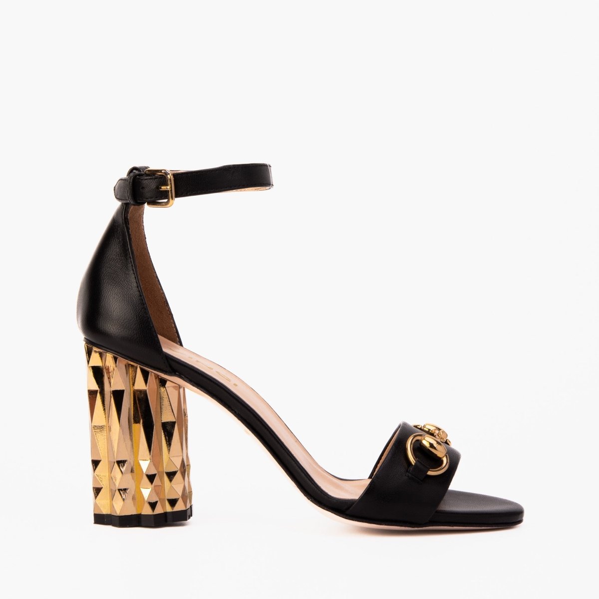 The Avlonya Block Heel Black Leather Ankle Strap Women Sandal - TLW Shoes