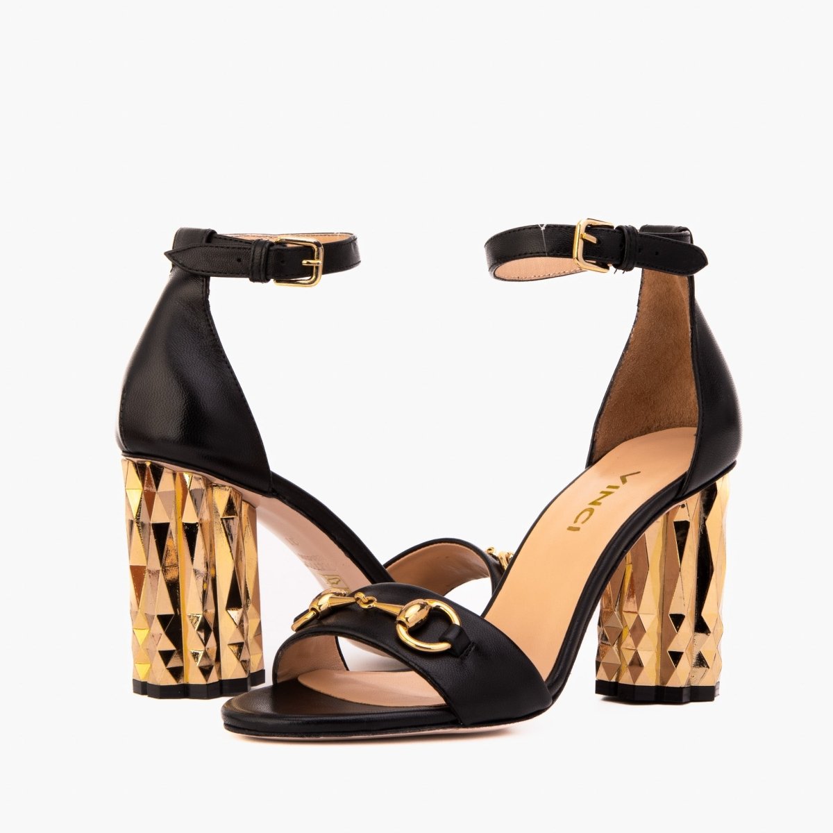 The Avlonya Block Heel Black Leather Ankle Strap Women Sandal - TLW Shoes