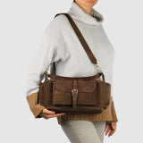 Suede Leather Shoulder Bag - TLW Shoes