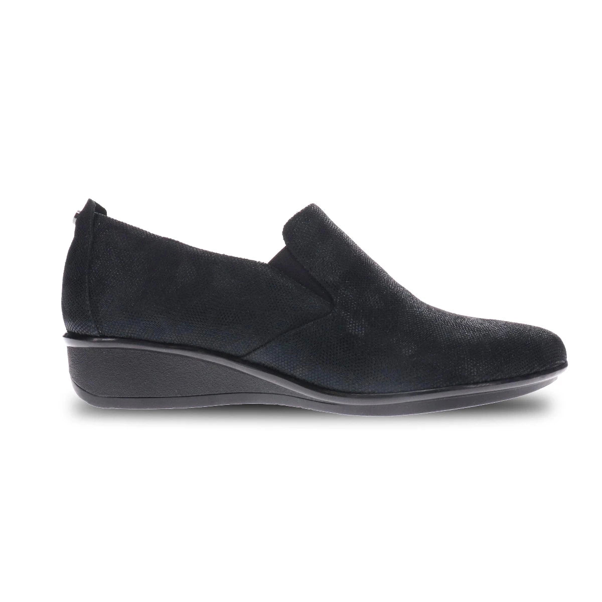 Revere Jamaica Women's Loafer Wedge Shoes In Black Angle - TLW Shoes