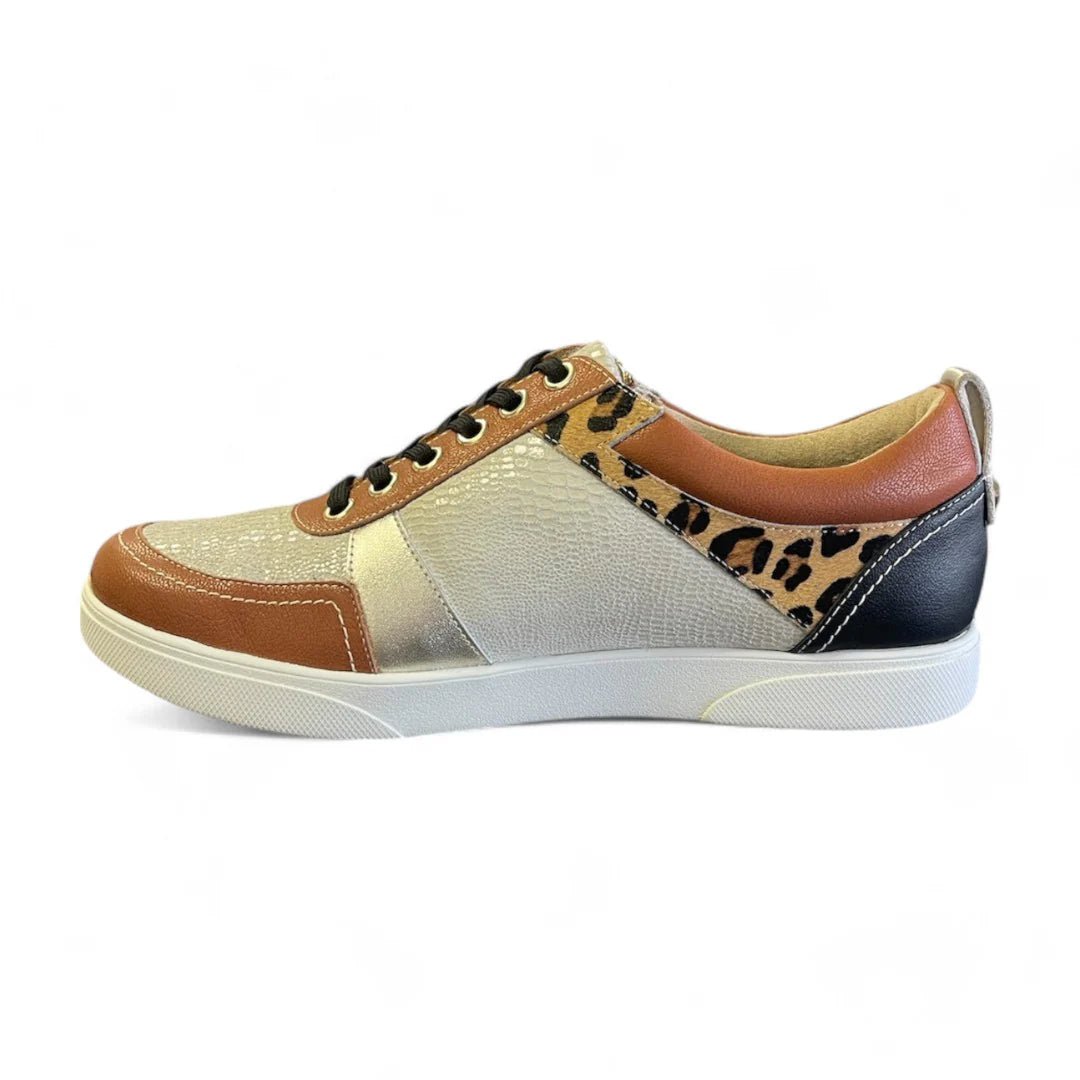 Revere Longbeach Women's Laces And Side Zip Sneaker In Cognac Multi - TLW Shoes