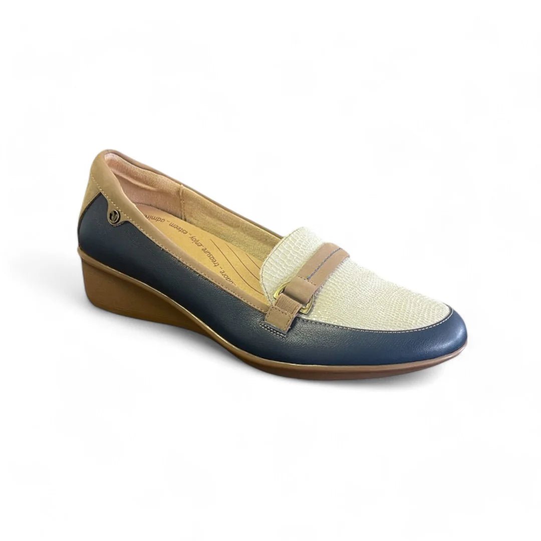 Revere Montmarte Women's Wedge Loafer In Blue French - TLW Shoes