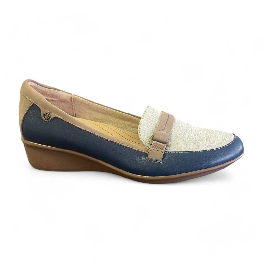 Revere Montmarte Women's Wedge Loafer In Blue French - TLW Shoes