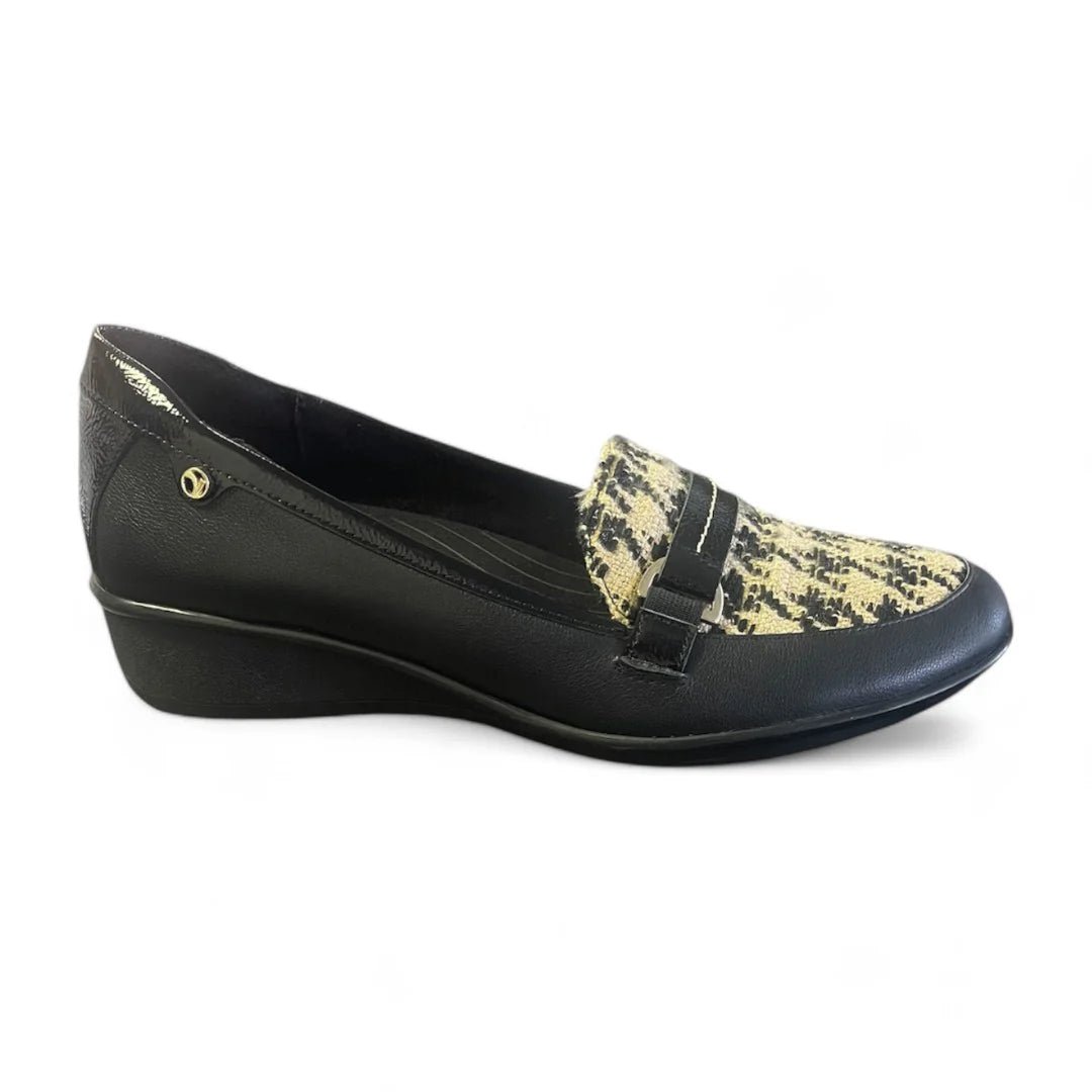 Revere Montmarte Women's Wedge Loafer Shoes In Houndstooth - TLW Shoes