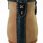 Revere Plymouth Women's Twin Zip Wedge Ankle Booties In Toffee Nubuck/Navy Lizard - TLW Shoes