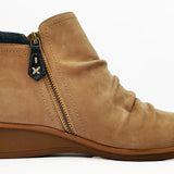 Revere Plymouth Women's Twin Zip Wedge Ankle Booties In Toffee Nubuck/Navy Lizard - TLW Shoes