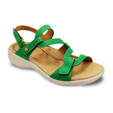 Revere Emerald Women's 3 Strap Leather Sandals In Green