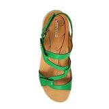 Revere Emerald Women's 3 Strap Leather Sandals In Green