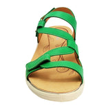 Revere Emerald Women's 3 Strap Leather Sandals In Green