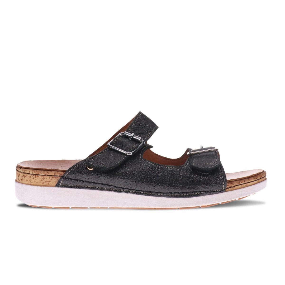 Revere Brighton Women's 2 Strap Slide Sandals In Black - TLW Shoes