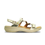 Revere Emerald Women's 3 Strap Leather Sandals In Gold - TLW Shoes