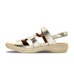 Revere Emerald Women's 3 Strap Leather Sandals In Gold - TLW Shoes