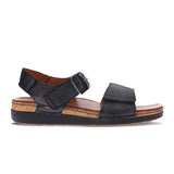 Revere Georgia Women's 3 Strap Adjustable Sandals In Black Linen - TLW Shoes