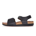 Revere Georgia Women's 3 Strap Adjustable Sandals In Black Linen - TLW Shoes