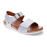 Revere Georgia Women's 3 Strap Adjustable Sandals In White Linen - TLW Shoes